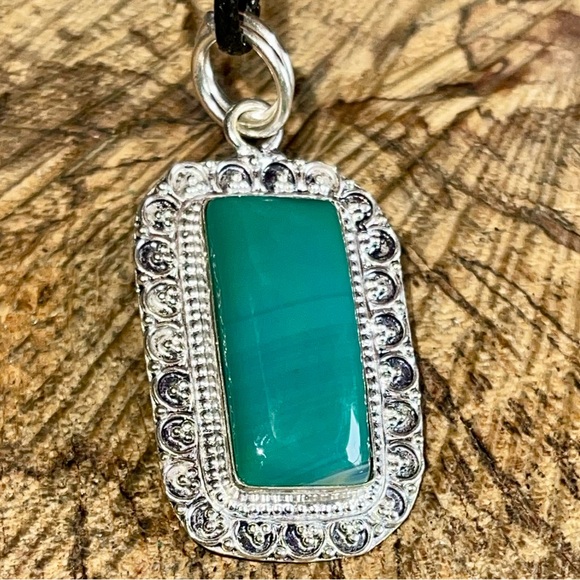 Rectangular Green Botswana Pendant 2” - Picture 8 of 15